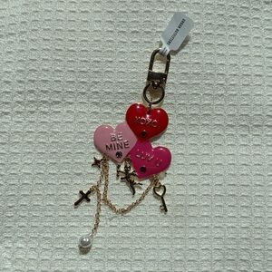 Urban Outfitters Heart Charm Keychain in Red and Pink